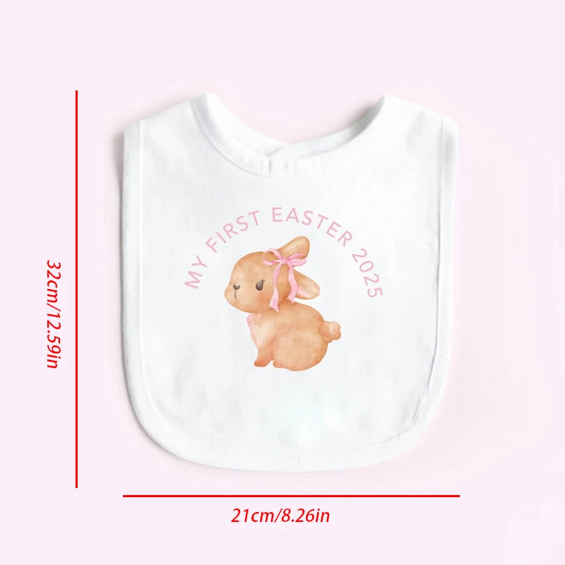 My First Easter 2026 Baby Bib – Bunny Rabbit Keepsake Gift Baby Holiday Bib Peaceful Pleasures Health and Wellness bib 21x32cm