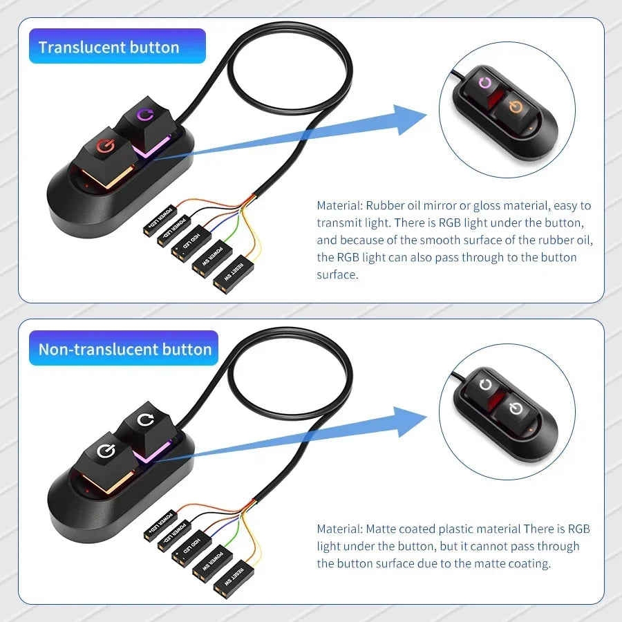 2M RGB LED Lights Computer Desktop Switch PC Motherboard External Start Power On/Off And Reset Button Extension Cable Key Switch Peaceful Pleasures Health and Wellness