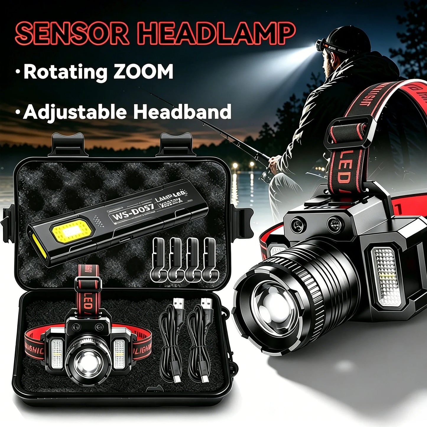 ZHIYU T51 1200LM COB LED Motion Sensor Headlamp Rechargeable