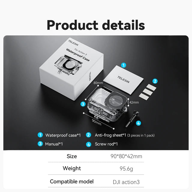 TELESIN 45M Waterproof Case For DJI OSMO Action 3 4 5 pro Camera Accessories Underwater Diving Housing High Definition Cover Peaceful Pleasures Health and Wellness For DJI Action 3 4 China Mainland