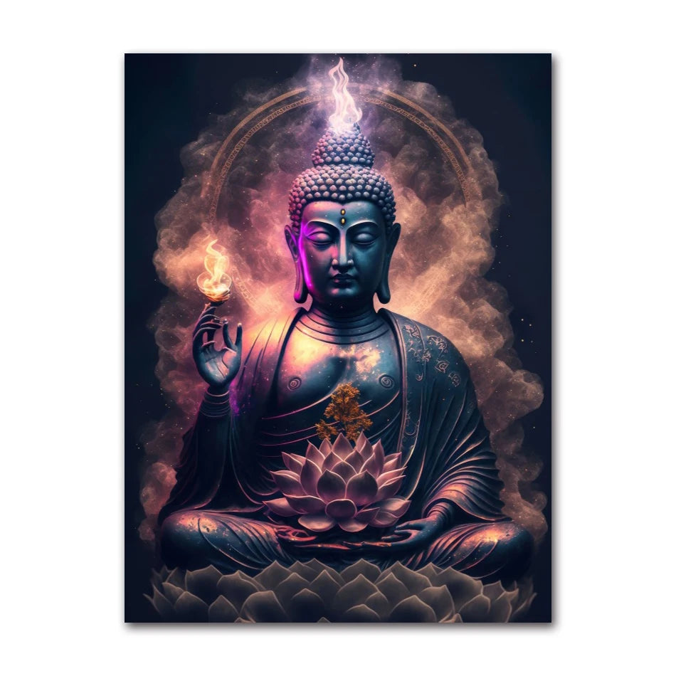 HD Buddha Canvas Wall Art | Zen Statue Print for Living Room