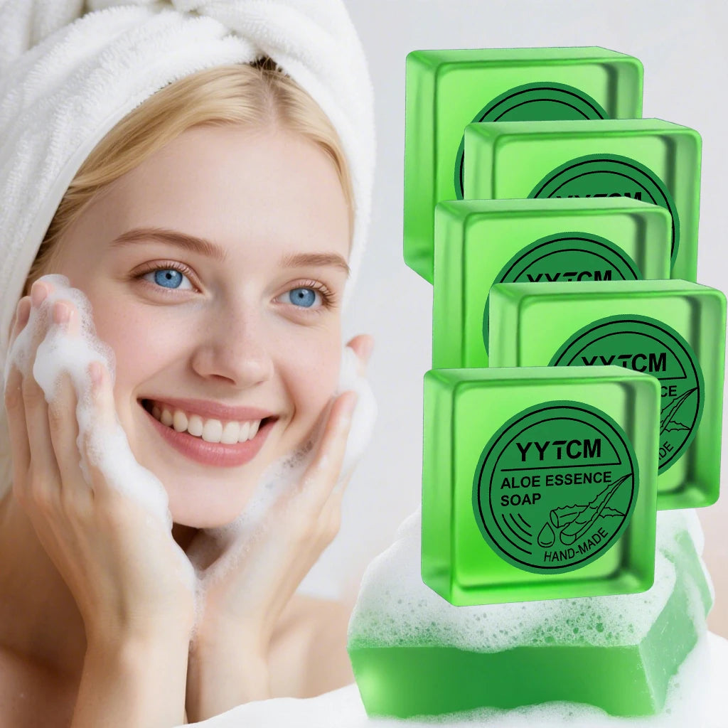 Handmade Aloe Vera Soap, Powerful Hydrating and Moisturizing, Can Be Used for Cleansing the Face and Body, Gentle and Refreshing, Deep Cleansing and Moisturizing, Suitable for Both Men and Women, 65G/Piece Peaceful Pleasures Health and Wellness