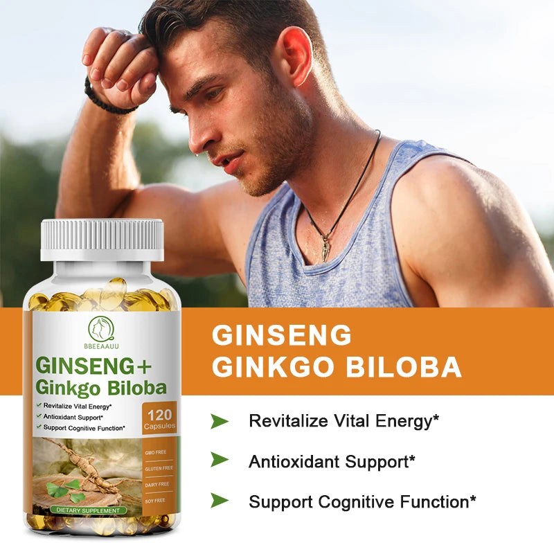 Ginseng Ginkgo & Ashwagandha Capsules – 120ct Peaceful Pleasures Health and Wellness