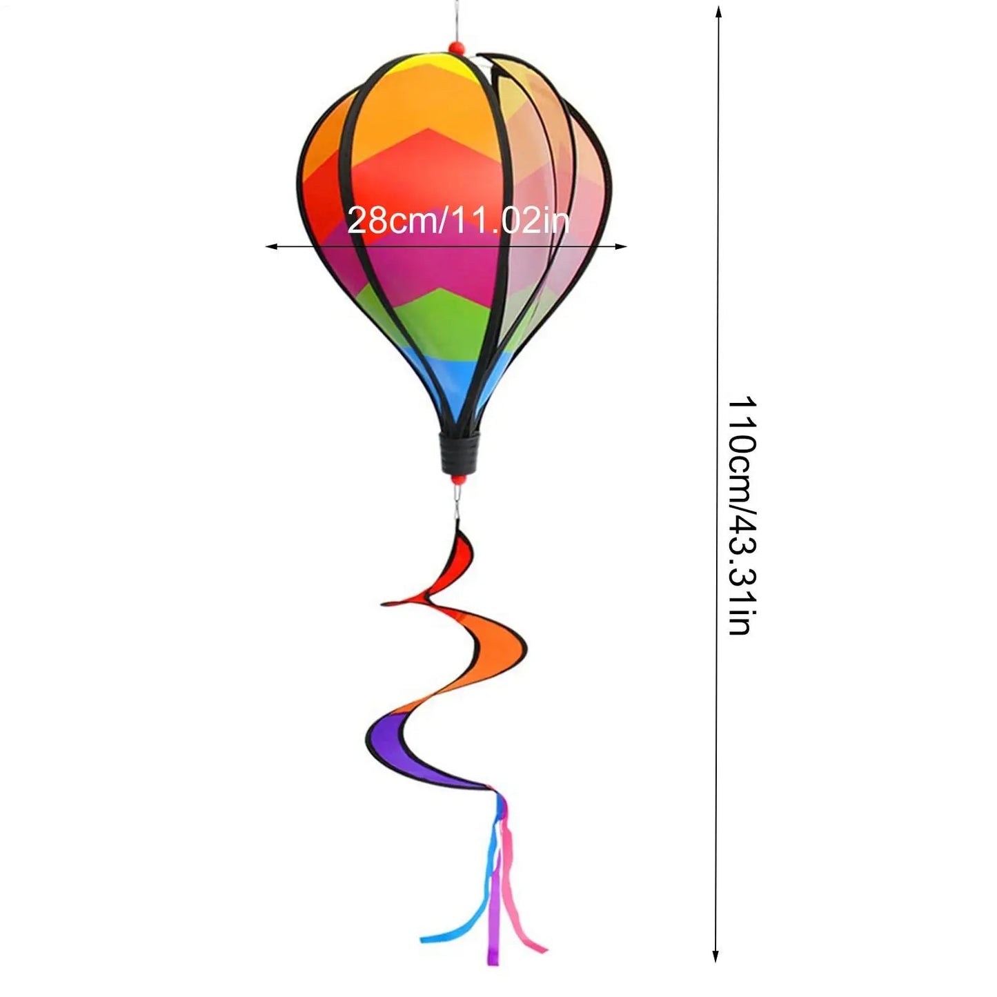 Rainbow Hot Air Balloon Wind Spinner | Colorful Garden Windmill