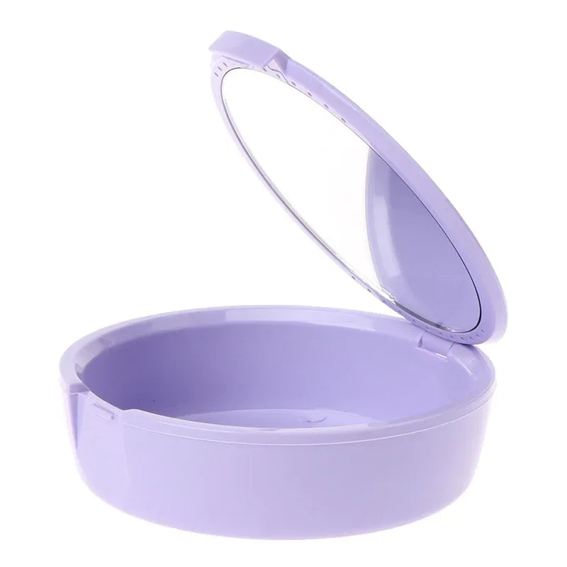Travel Dental Retainer Case with Mirror – Magnetic Storage Box Dental Retainer Case Peaceful Pleasures Health and Wellness Purple