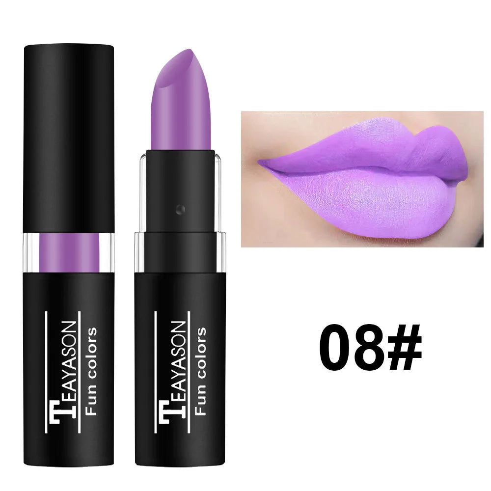 TEAYASON 12-Color Matte Lipstick – Waterproof Long-Lasting