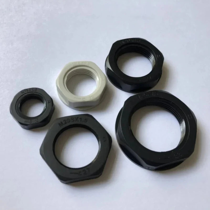 Nylon Flange Hex Nuts M8–M32 | White & Black Insulating Fastener