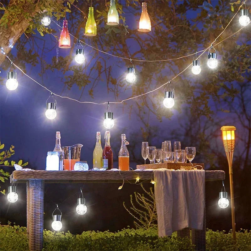 Solar Hanging Garden Lights – Colorful LED Cracked Glass Ball