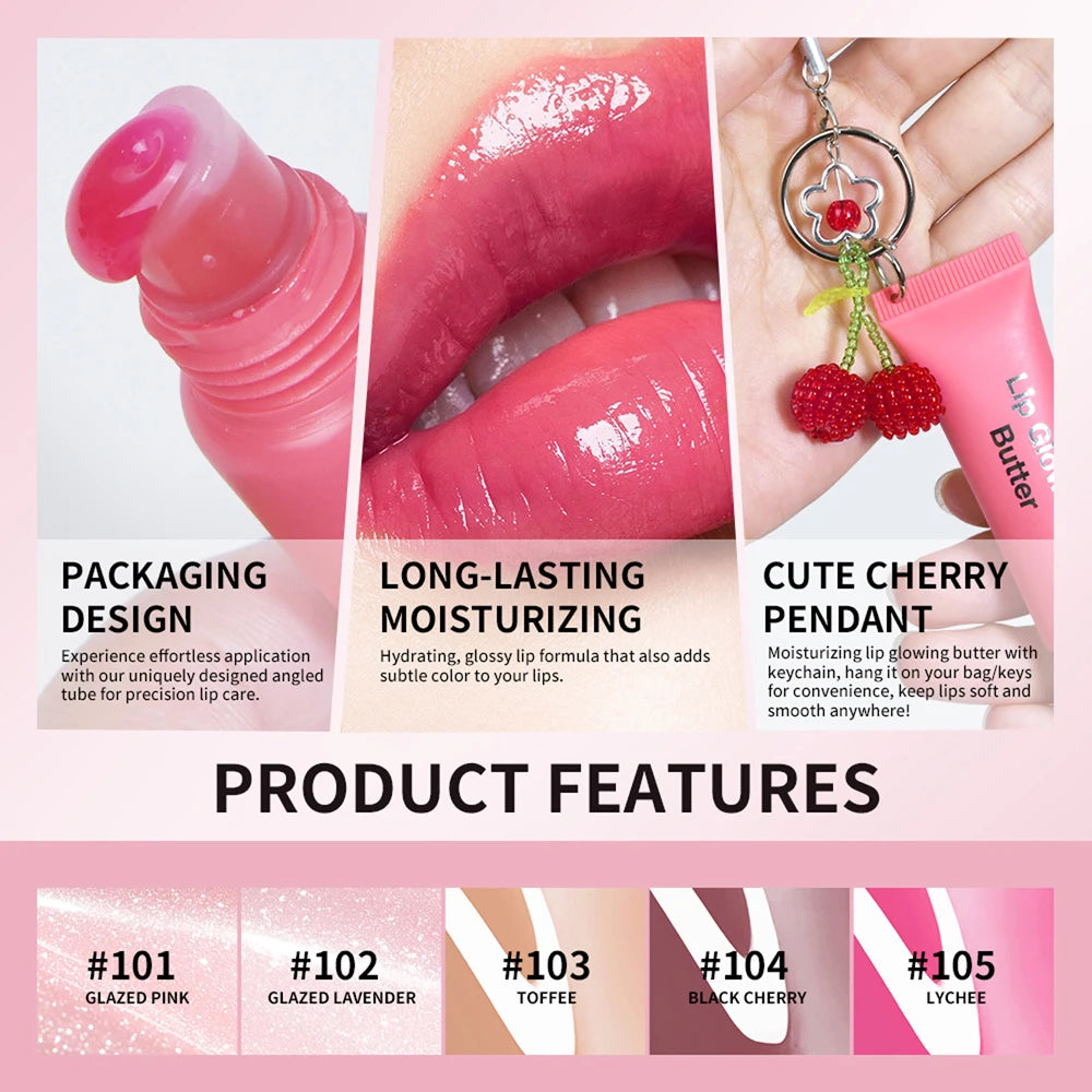 2-in-1 Moisturizing Lip Gloss Keychain | Glowing Butter Lipstick Lip Gloss Keychain Peaceful Pleasures Health and Wellness