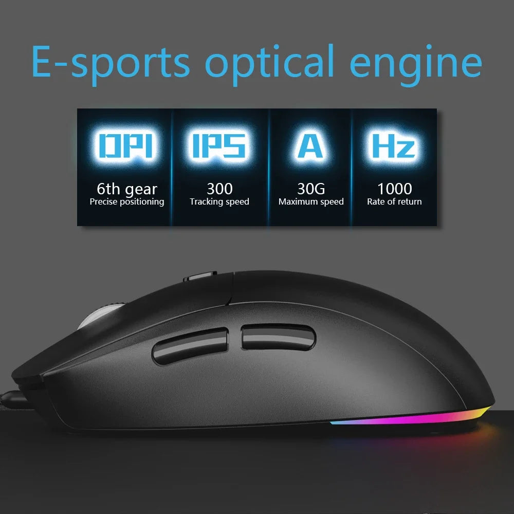 Wired Mouse USB Wired Computer Mouse DPI Adjustable 6-Button Ergonomic Mice Home Office Mouse for Laptop PC Desktop Notebook Peaceful Pleasures Health and Wellness