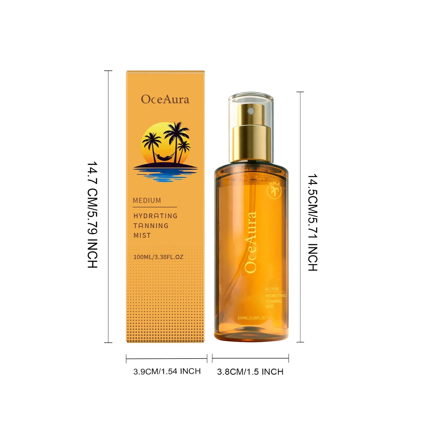 OceAura Self Tanning Spray – Sunless Tanner Face & Body