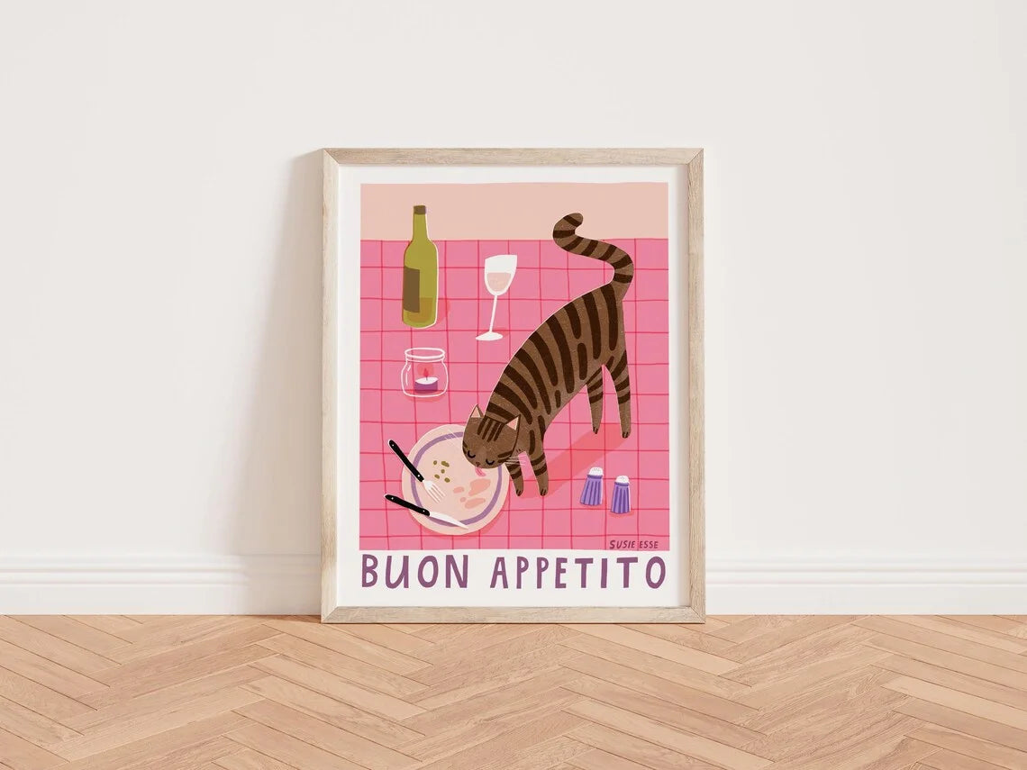 Tuxedo Cat Canvas Wall Art | Buongiorno Unframed Cat Poster