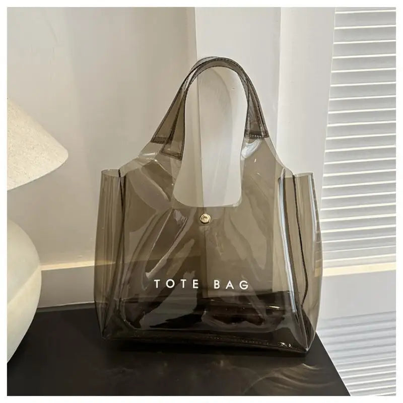 Women's Clear PVC Transparent Shoulder Tote Bag | Daily Commute