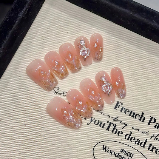 Snake Year Rhinestone Press On Nails – Crystal Gradient Fake Nails Press On Nails Peaceful Pleasures Health and Wellness