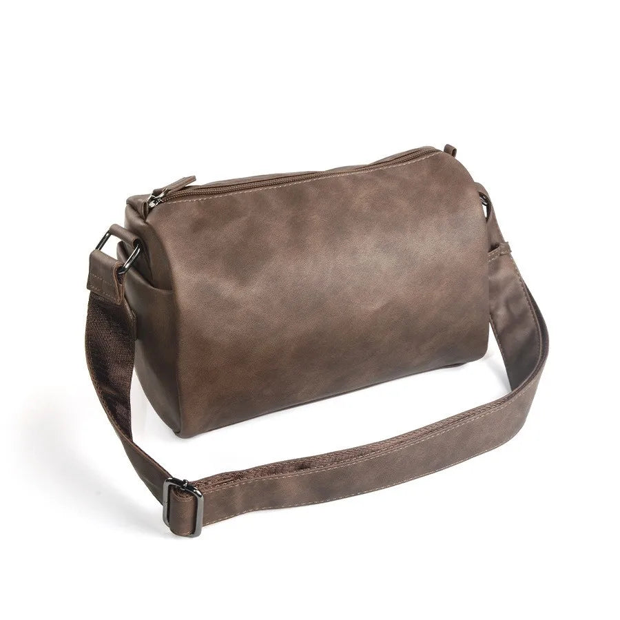 Men's Cylinder Crossbody Bag | Korean Minimalist Sling Crossbody Sling Bag Peaceful Pleasures Health and Wellness Brown