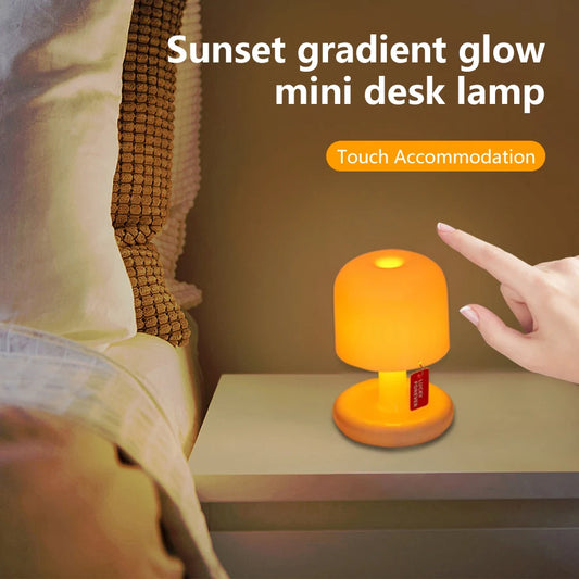 Mini Sunset Night Lamp Desktop Creative USB Rechargeable Ins Mushroom Style Led Night Light for Coffee Bar Home Decor Bedroom Peaceful Pleasures Health and Wellness