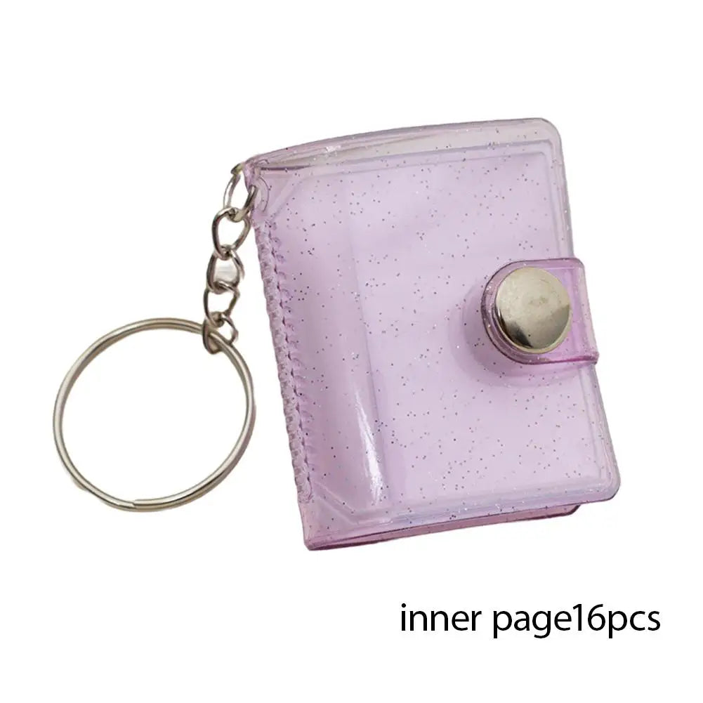 Mini Keychain Photo Album – 16-Page PVC Pocket Card Holder Keychain Photo Album Peaceful Pleasures Health and Wellness Purple