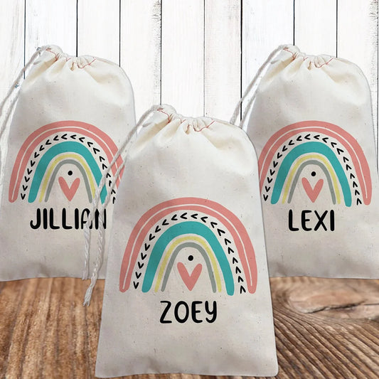 Personalized Boho Rainbow Party Favor Bags | Kids Gift Bags Party Favor Bags Peaceful Pleasures Health and Wellness