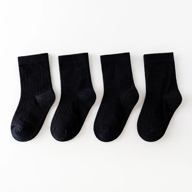 Four pairs of children's socks for spring and autumn, striped versatile style, mid-calf socks with a school style. Peaceful Pleasures Health and Wellness 4 pairs 6 2-3T