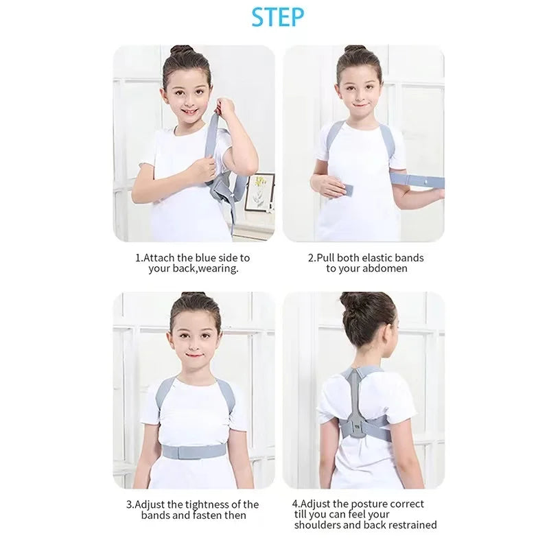 Children Adjustable Posture Corrector Back Support Boys Girls Shoulder Belt Rectify Straighten Correction Pain Relief Beauty Kid Peaceful Pleasures Health and Wellness
