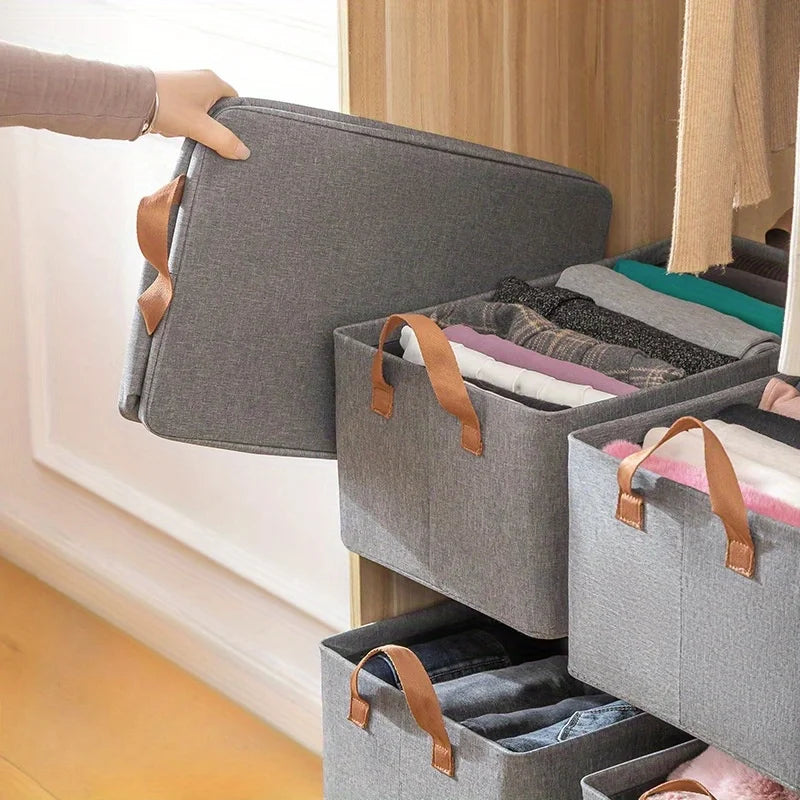 Foldable Fabric Storage Box – Wardrobe Clothes Organizer Basket