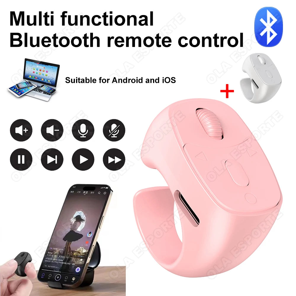 Bluetooth Ring Remote – Page Turner, Selfie & Video Scroller