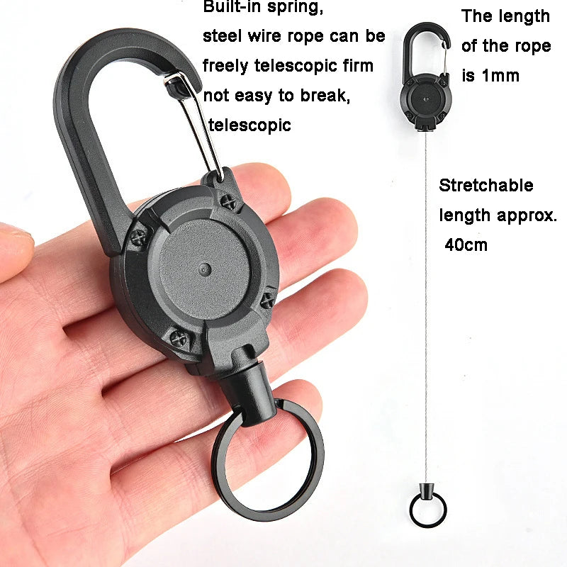 Retractable Tactical Keychain Clip | Anti-Loss Wire Rope