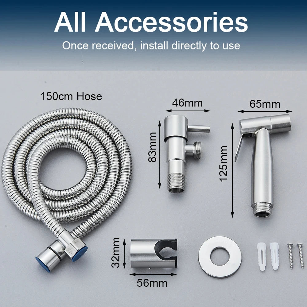Wall-Mounted Bidet Sprayer Faucet | 304 Stainless Steel
