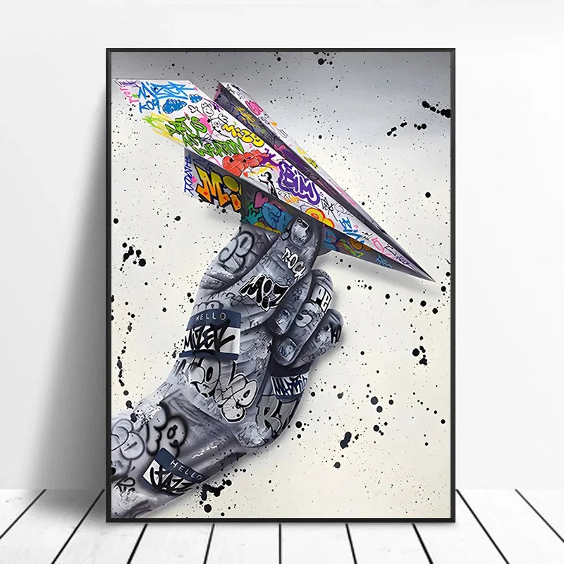 Street Graffiti Gestures Canvas Wall Art | Abstract Pop Mural