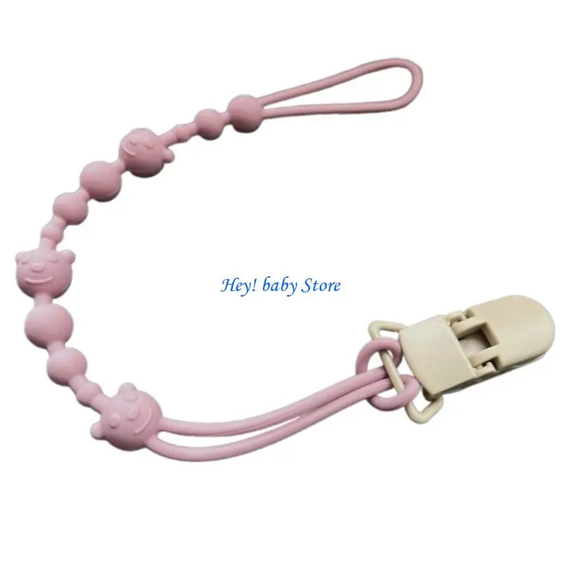 Bear Pattern Silicone Baby Pacifier Clip Chain | Safe Soother