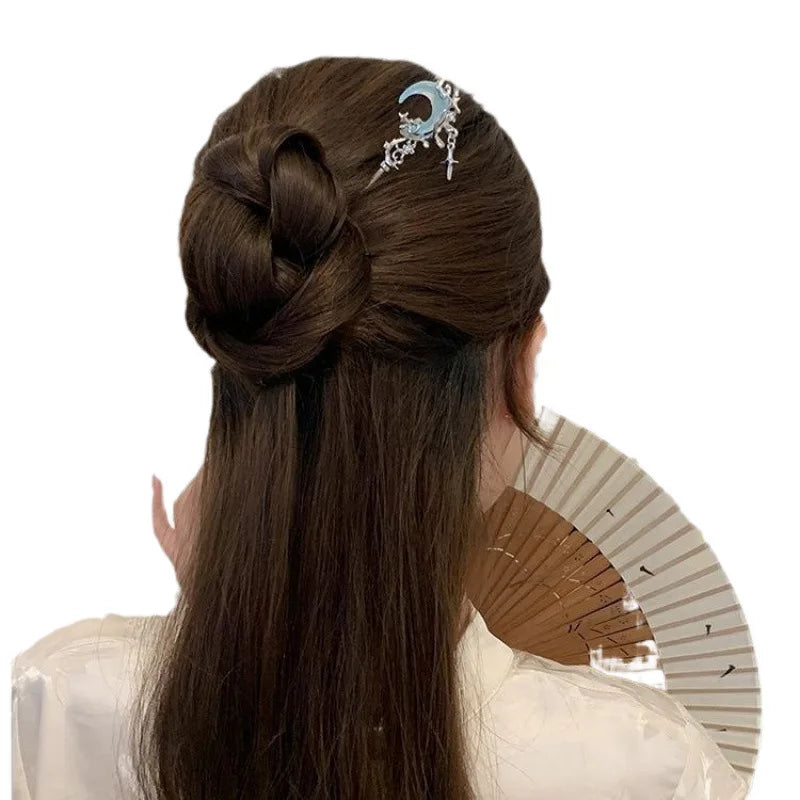 Moonlight Stone Hairpin New Chinese Modern Simple Hairpin Headpiece Peaceful Pleasures Health and Wellness