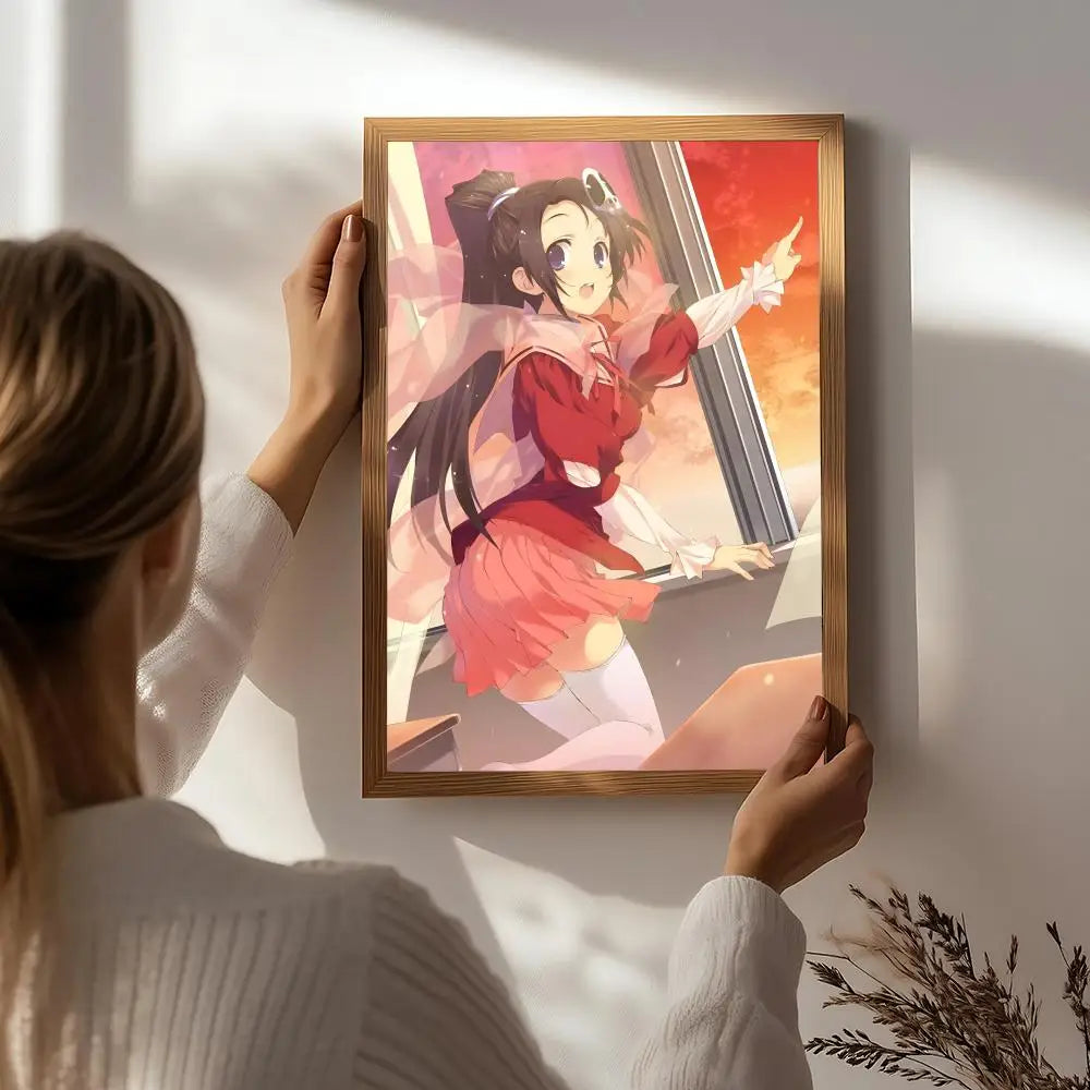 Anime T-The World God Only Knows Poster HD Self Adhesive Waterproof Wall Art Ideal for Home Office Dorm Bedroom Great Gift Peaceful Pleasures Health and Wellness White5 15X20cmNoframe