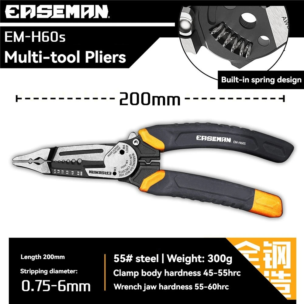 EASEMAN Wire Stripper & Cutter Pliers | Carbon Steel Multi-Tool
