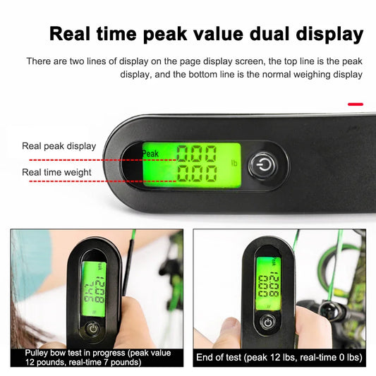 Compound Recurve Bow Measuring Instrument Weighing Tool LED Scale Peaceful Pleasures Health and Wellness silvery