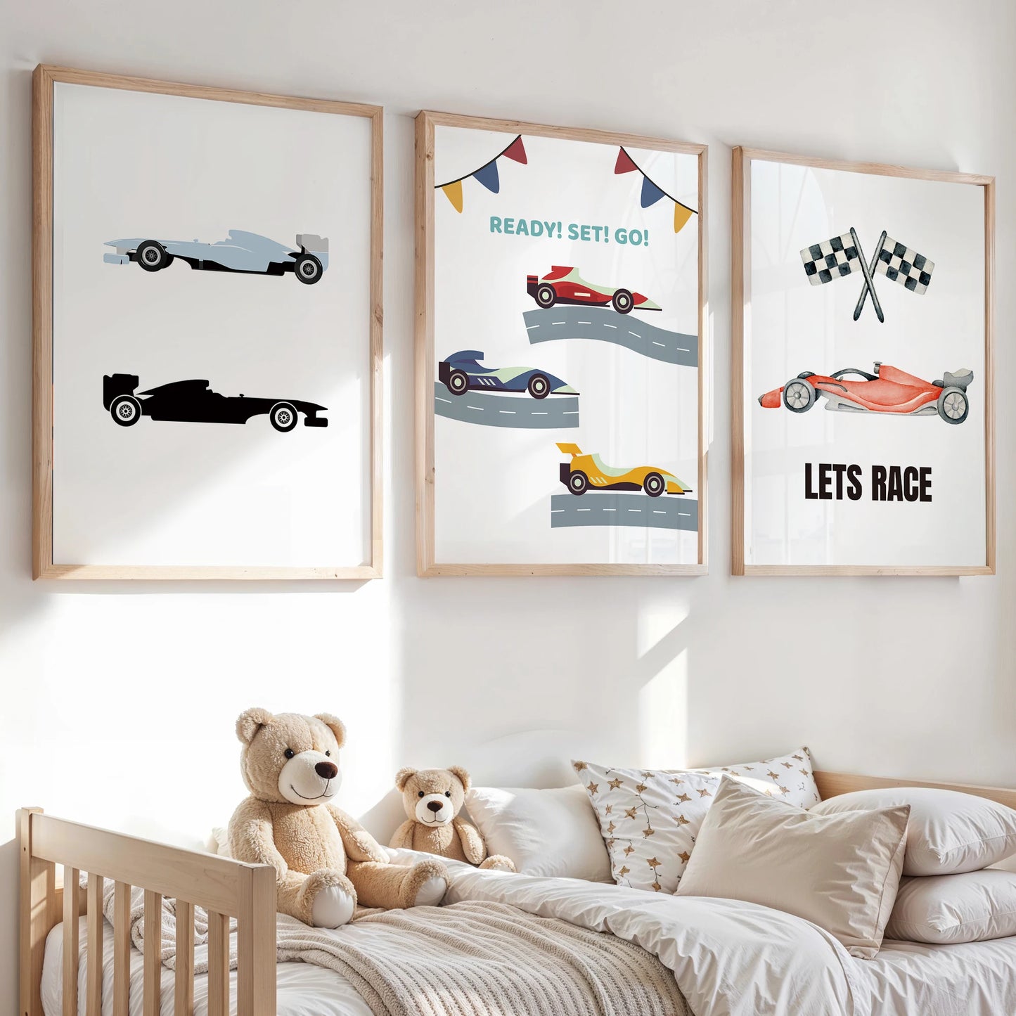 Cartoon Racing Sports Canvas Wall Art Print | Kids Room Decor