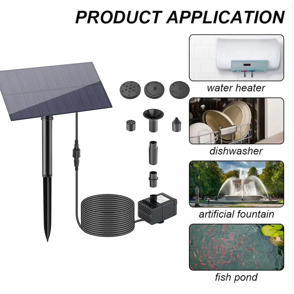 Solar Fountain Pump 5W 5V /7W 1.5V With Stake Solar Power Panel Energy Saving Watering System Kit Garden Decoration Peaceful Pleasures Health and Wellness Default Title