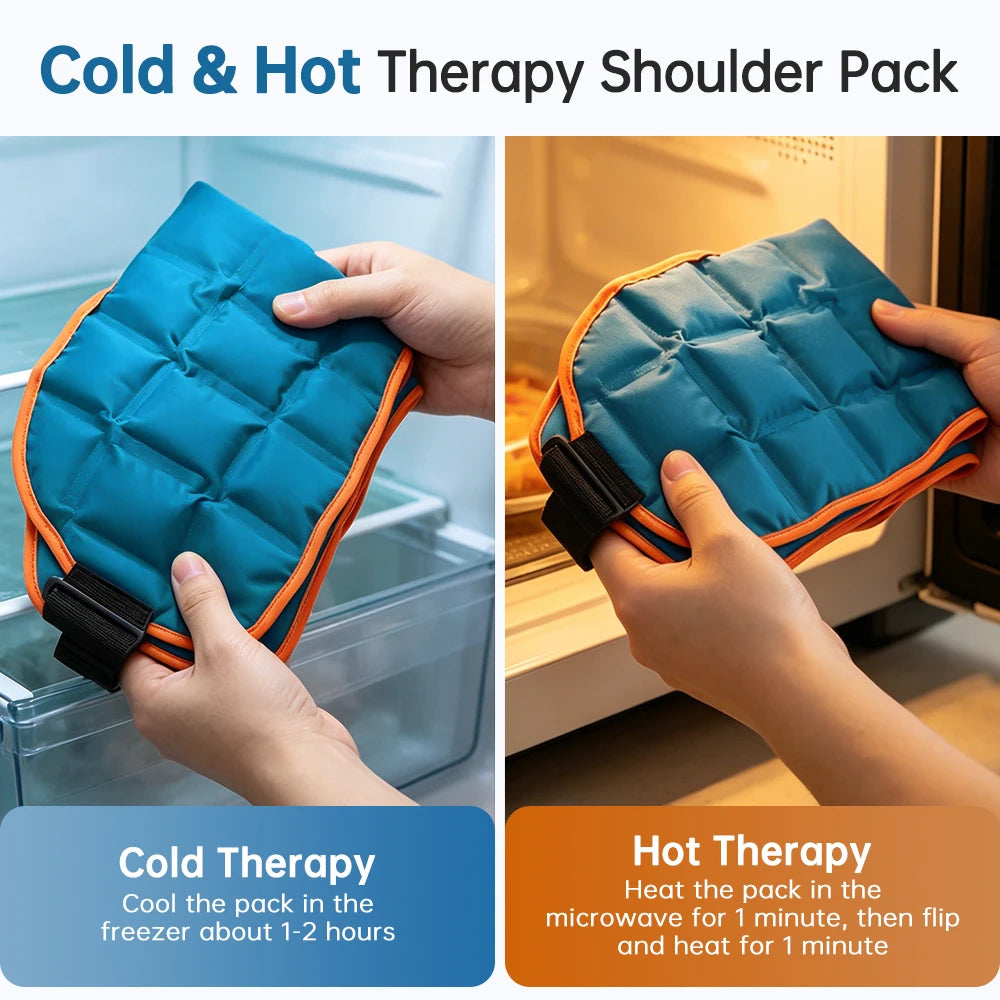 Hot Cold Shoulder Brace Reusable Ice Pack Wrap Self-Absorbing Water Shoulder Support Adjustable Belt for Back Sport Injuries Pad Peaceful Pleasures Health and Wellness