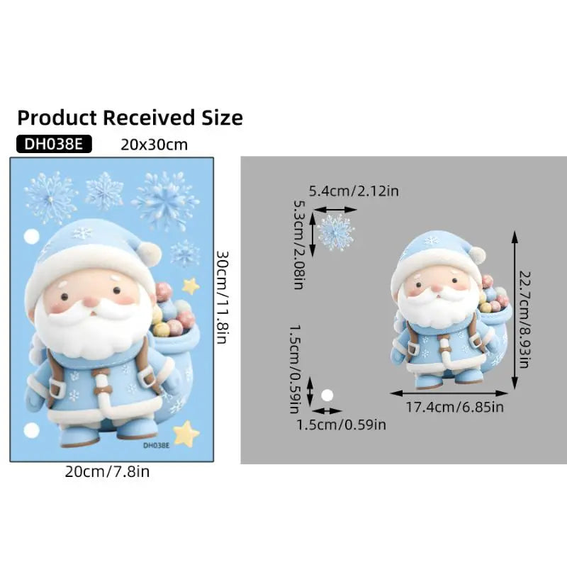 Christmas Window Static Clings – Snowman, Santa & Snowflake