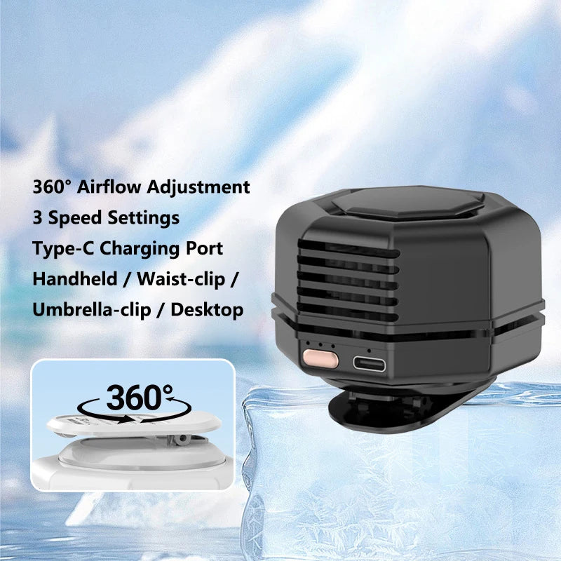 Lenovo Clip Fan Mini Portable Strong Cold Wind Desktop 60 Blade 360 ° Adjustment of Wind Multifunctional Fan For Women Men Peaceful Pleasures Health and Wellness Black-Regular