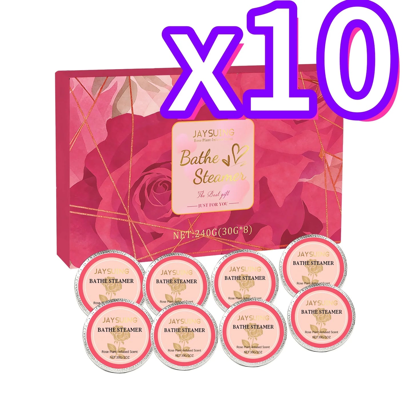Jaysuing Rose Shower Tablets for Relaxing Bath Experience Peaceful Pleasures Health and Wellness 8pcs Boxed X 10PCS ROSE