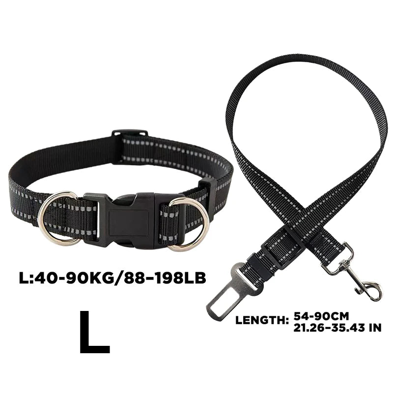 2-in-1 Car Seat Belt for Dogs, Headrest Dog Safety Harness & Leash - Adjustable Nylon Vehicle Pet Restraint, Tangle-Free Travel Peaceful Pleasures Health and Wellness L-Black