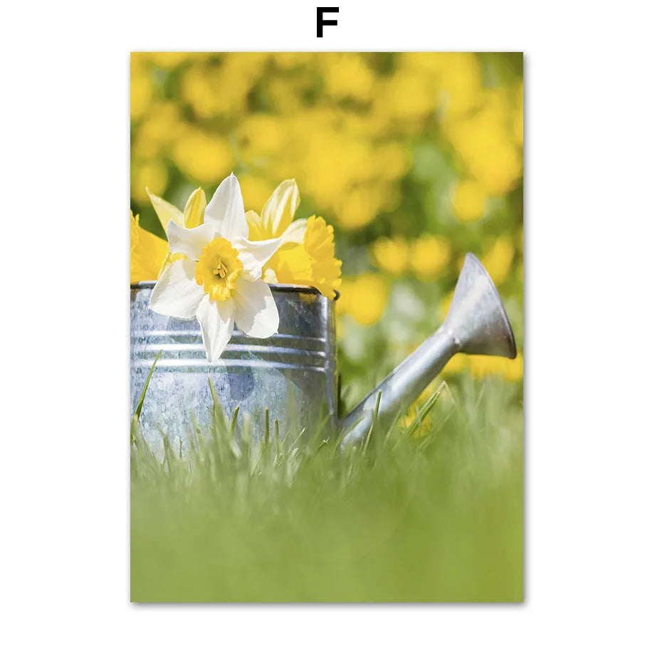 Spring Floral Frameless Canvas Print | Modern Wall Art Poster Canvas Wall Art Print Peaceful Pleasures Health and Wellness F 40x60cm Unframed