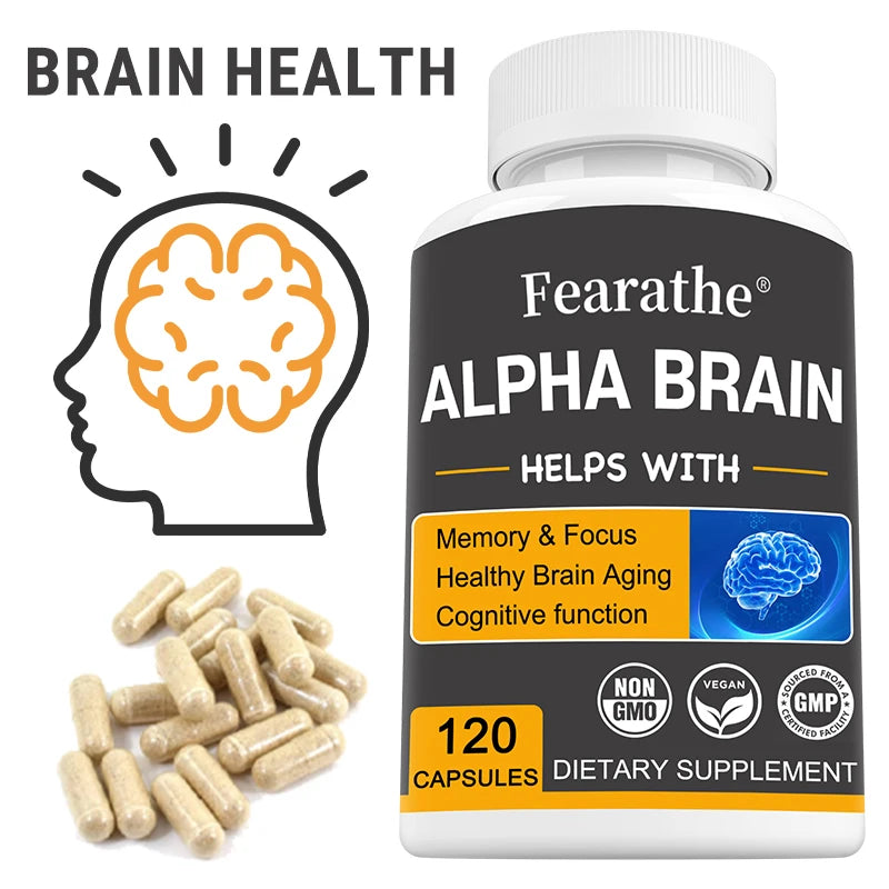 Alpha Brain Nootropics Brain Supplement for Men and Women - Memory, Mental Clarity & Cognition with Vitamin B6, Focus Capsules Peaceful Pleasures Health and Wellness