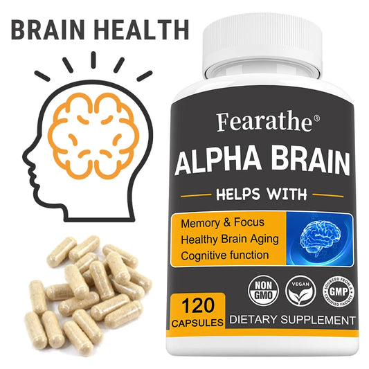 Alpha Brain Nootropics Brain Supplement for Men and Women - Memory, Mental Clarity & Cognition with Vitamin B6, Focus Capsules Peaceful Pleasures Health and Wellness