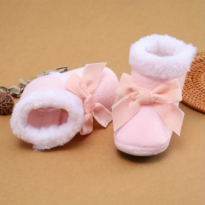 Baby Girls Winter Snow Boots – Warm Plush Anti-Slip 0–18M
