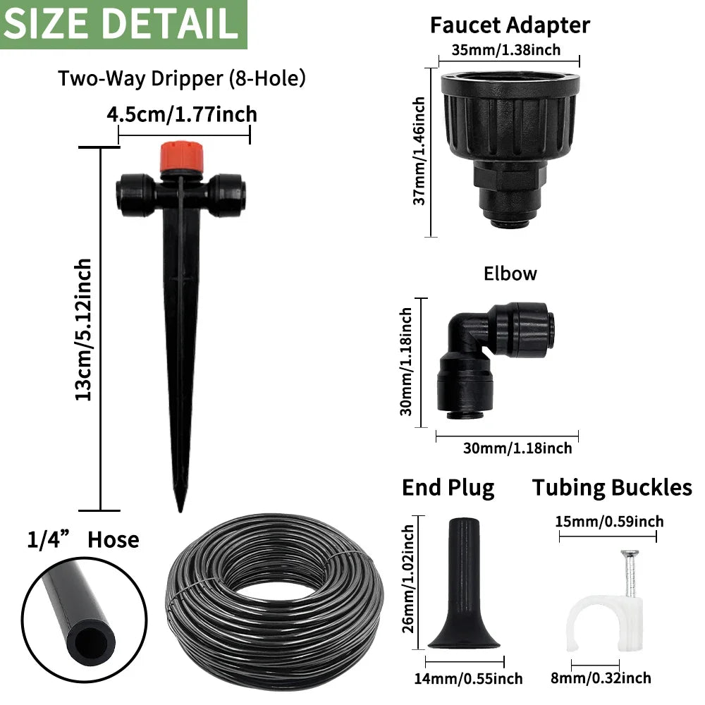 Garden Watering System, Quick-Connect Drip Irrigation Kit, DIY Automatic Irrigation Equipment Set for Lawn Raised Bed Greenhouse Peaceful Pleasures Health and Wellness