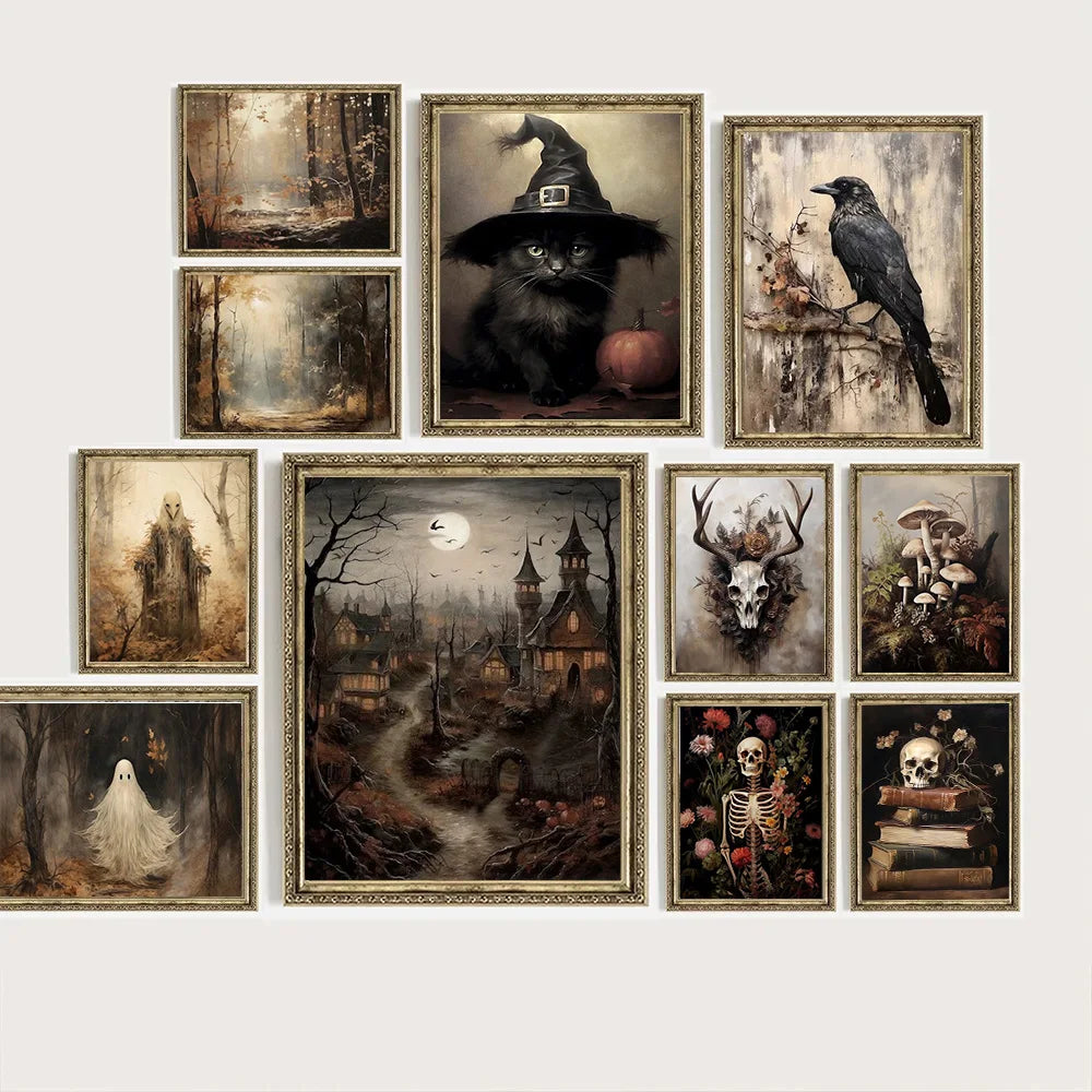Gothic Halloween Black Cat Canvas Wall Art Print – Unframed Canvas Wall Art Print Peaceful Pleasures Health and Wellness