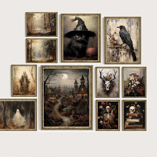 Gothic Halloween Black Cat Canvas Wall Art Print – Unframed Canvas Wall Art Print Peaceful Pleasures Health and Wellness