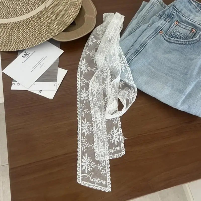 Multi-Way Floral Lace Ribbon Belt – Hair Scarf & Bag Charm