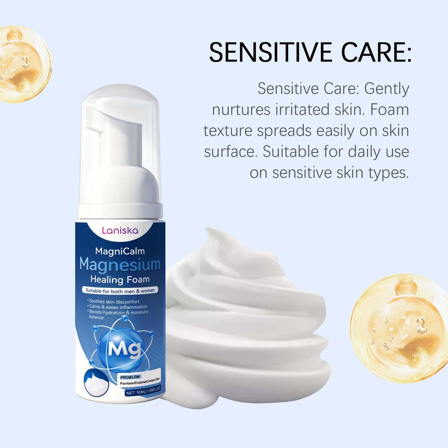 Magnesium Soothing Foam Moisturizing Anti-Sensitivity Relieve Redness Dry Itching Barrier Protection Relaxation Health Body Care Peaceful Pleasures Health and Wellness